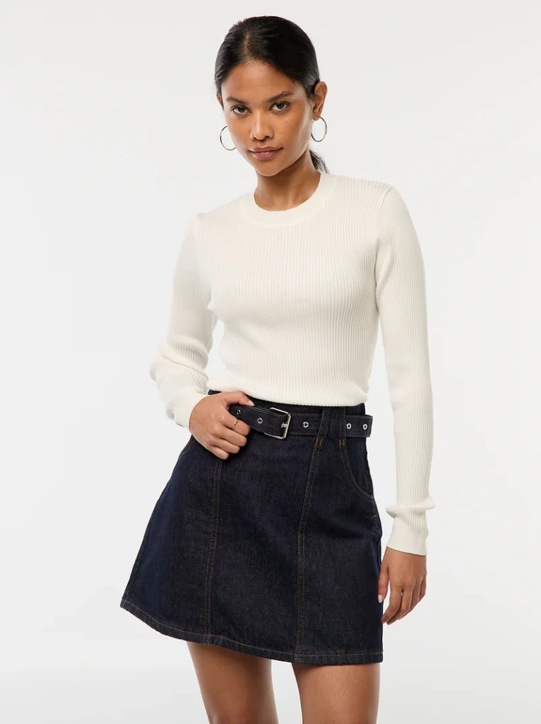 jupe en jean avec ceinture a boucle bleu eea68 1 hd1